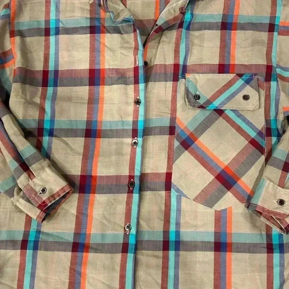 Vintage 80s Wrangler Misses Striped Shirt Button Down Ladies Size S Made in USA - Picture 2 of 8